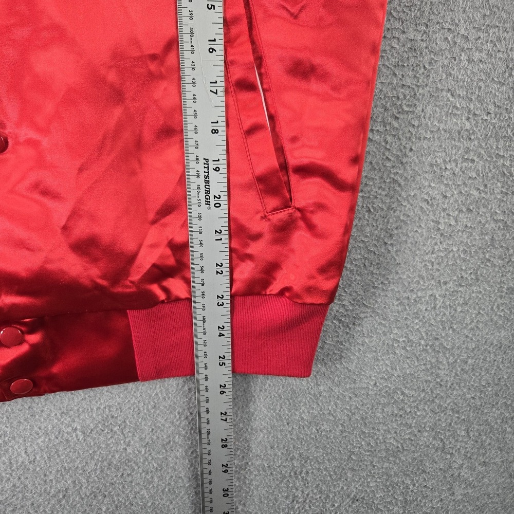 Kylie Jenner Women Jacket M Red Satin Bomber Lips Snap Button - Picture 5 of 8